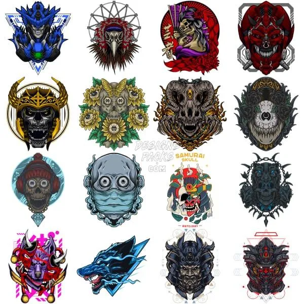 150 Mega Samurai Japan Designs Bundle PNG