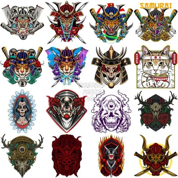 150 Mega Samurai Japan Designs Bundle PNG