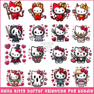 16 Hello kitty horror Evil valentine Designs Bundle PNG