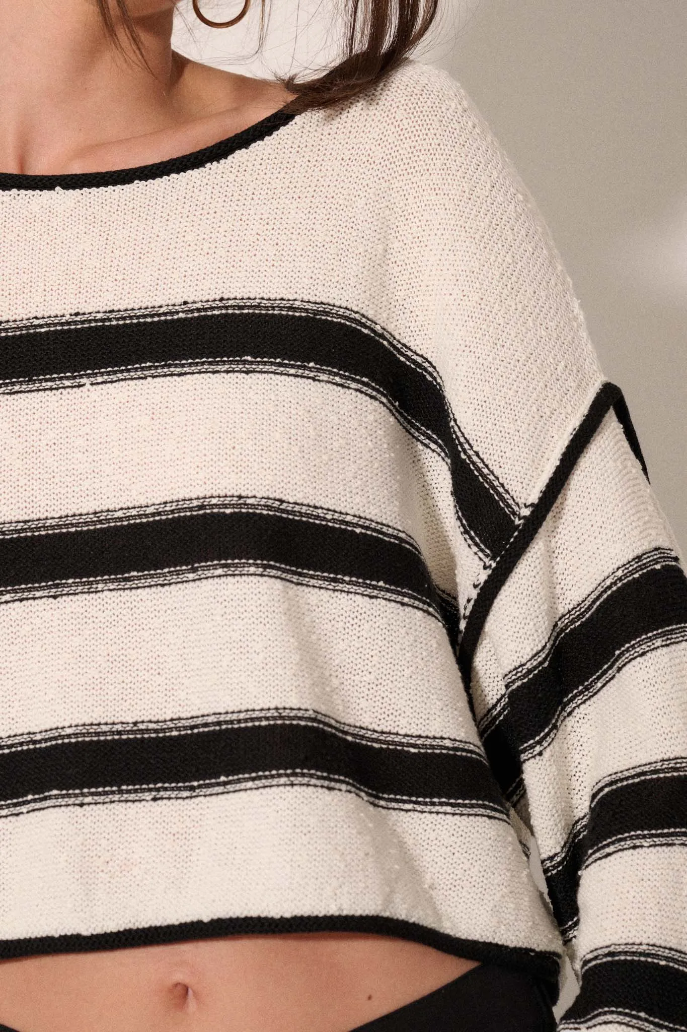 Believe the Stripe Exposed-Seam Cropped Sweater