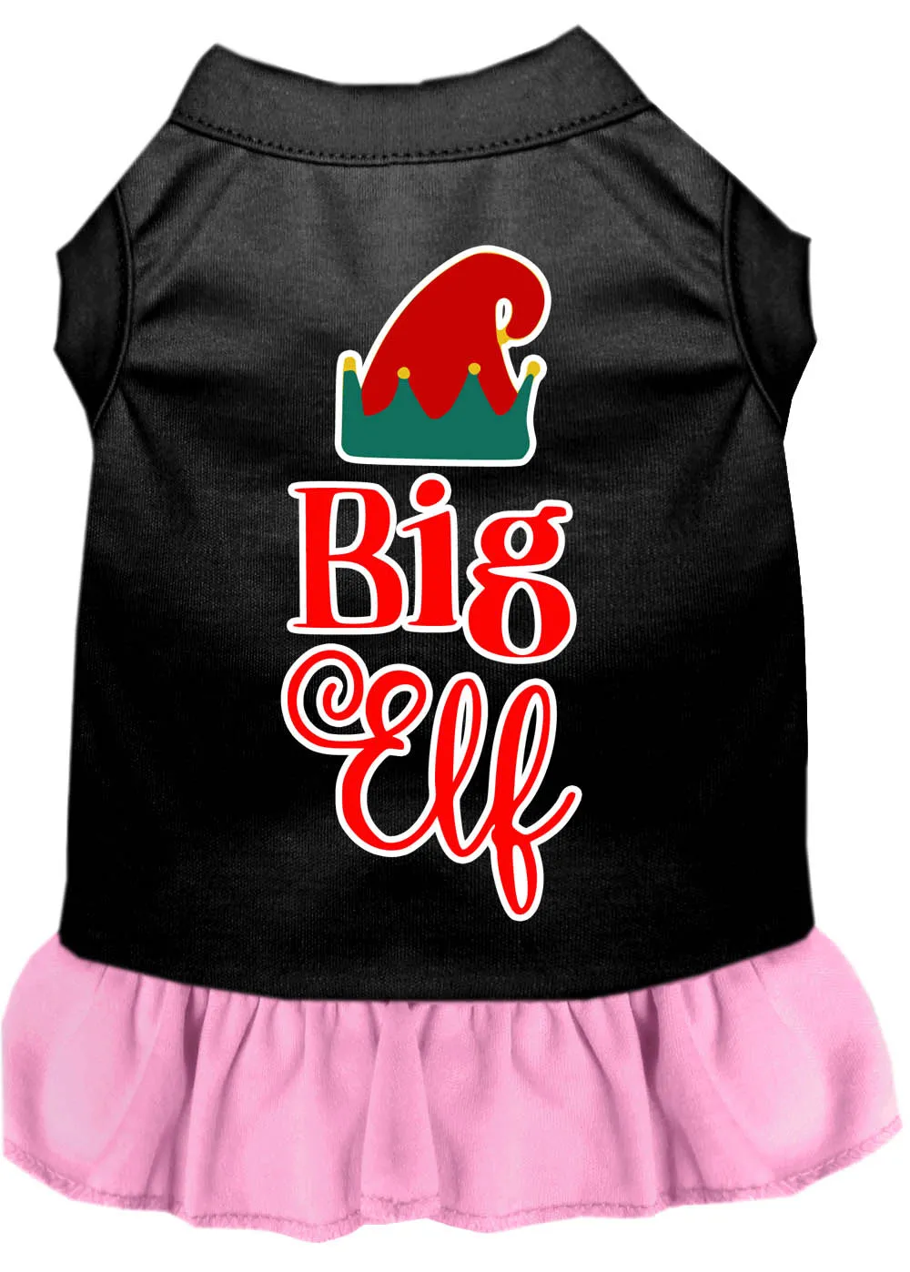 Big Elf Screen Print Dog Dress Black With Light Pink Sm