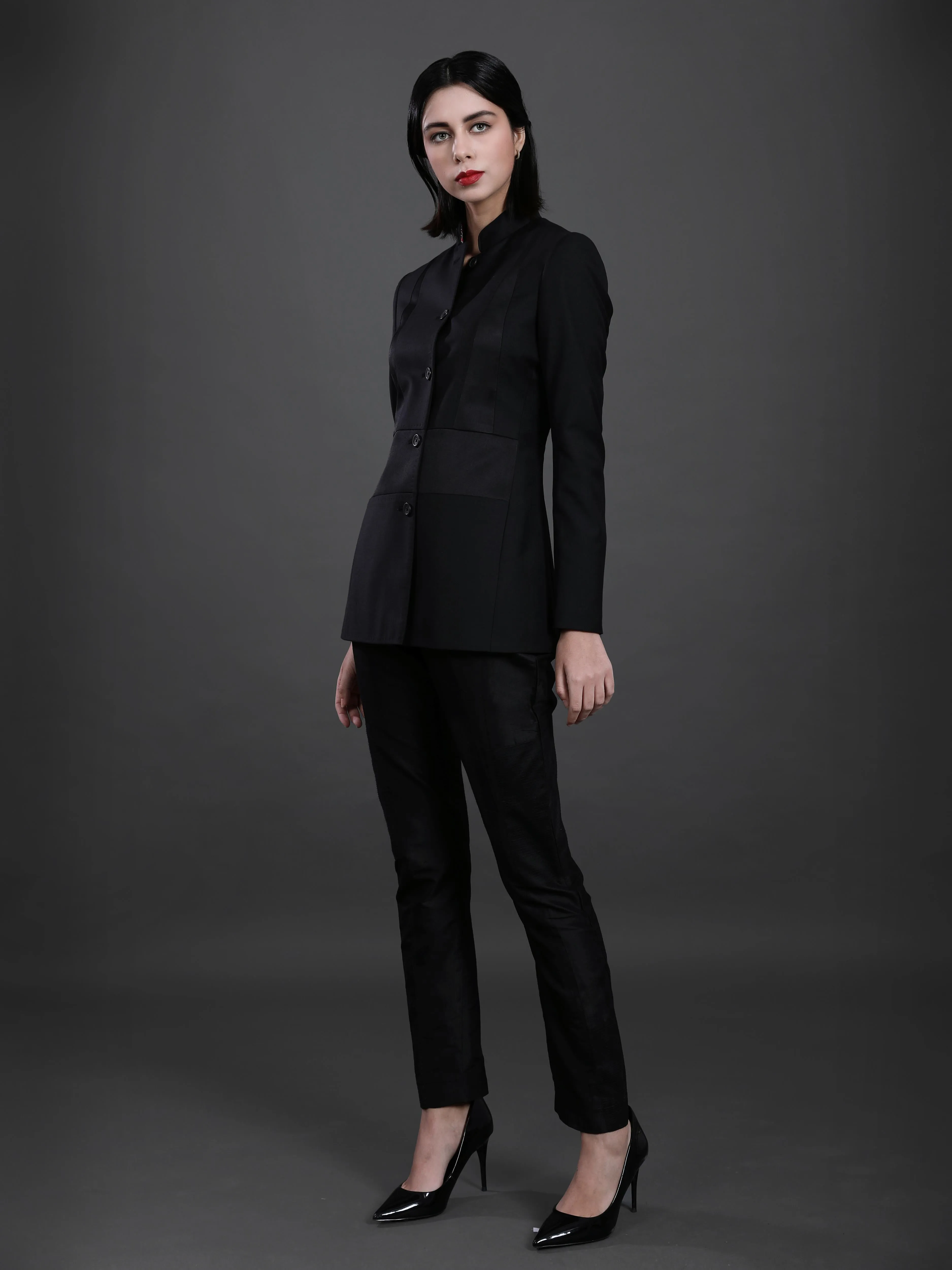 BLACK PANELLED BANDHGALA JACKET