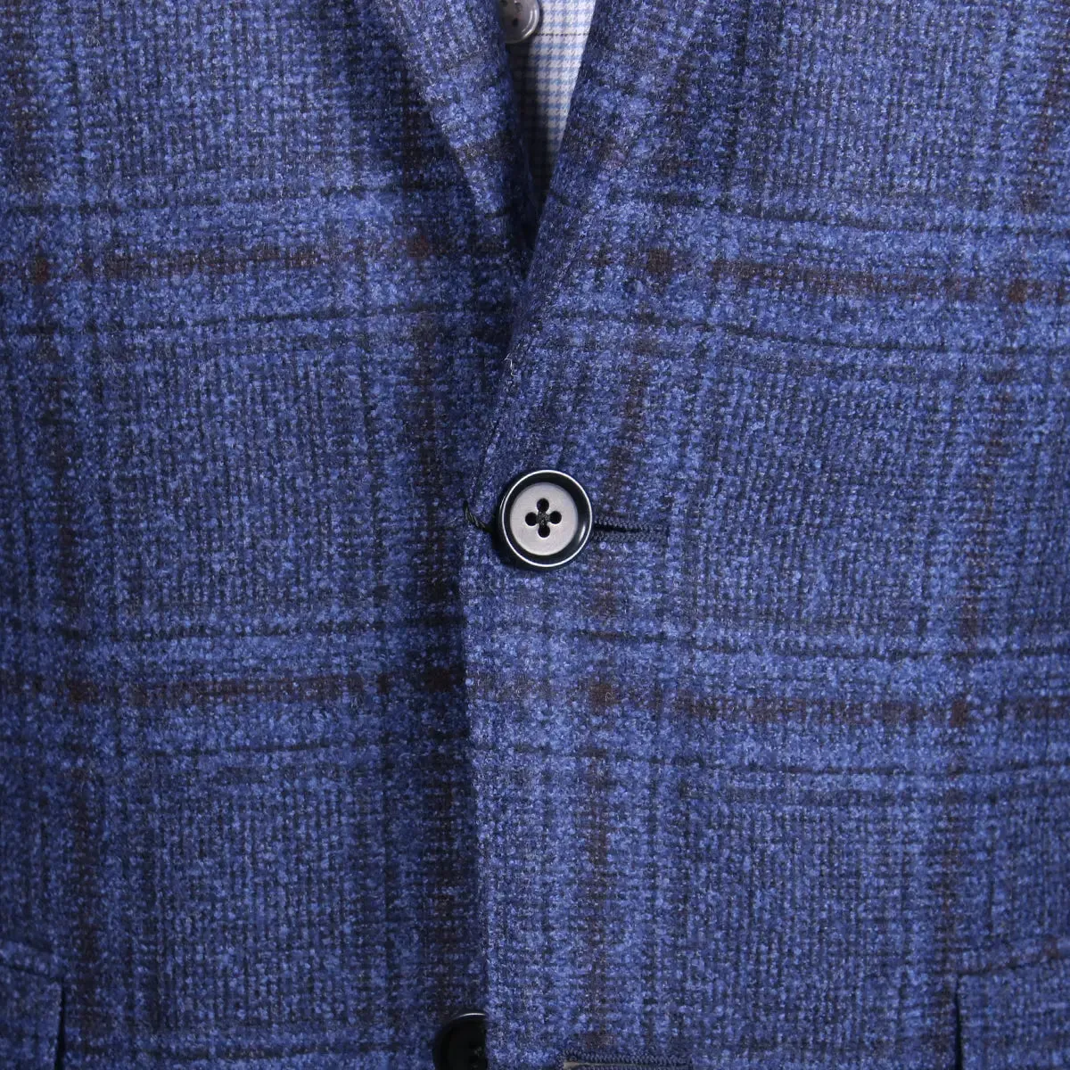 Blue & Brown Check Winter Wool Jacket