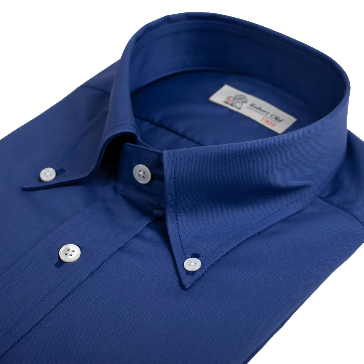 Blue Cotton Twill Long Sleeve Shirt