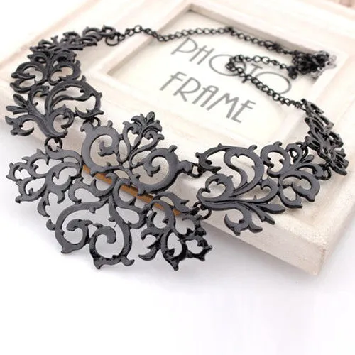 Brilliant quality Fashion Women Hollow Bib Choker Statement Vintage Paper cut necklaces pendants