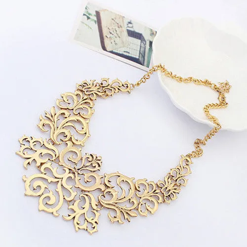 Brilliant quality Fashion Women Hollow Bib Choker Statement Vintage Paper cut necklaces pendants