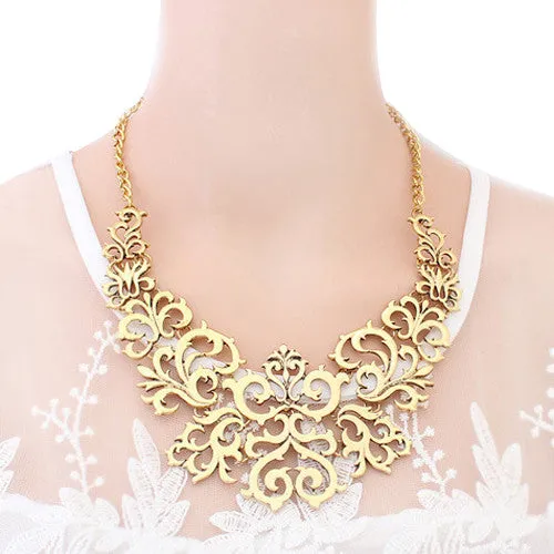 Brilliant quality Fashion Women Hollow Bib Choker Statement Vintage Paper cut necklaces pendants