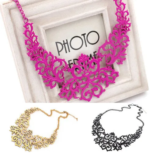 Brilliant quality Fashion Women Hollow Bib Choker Statement Vintage Paper cut necklaces pendants