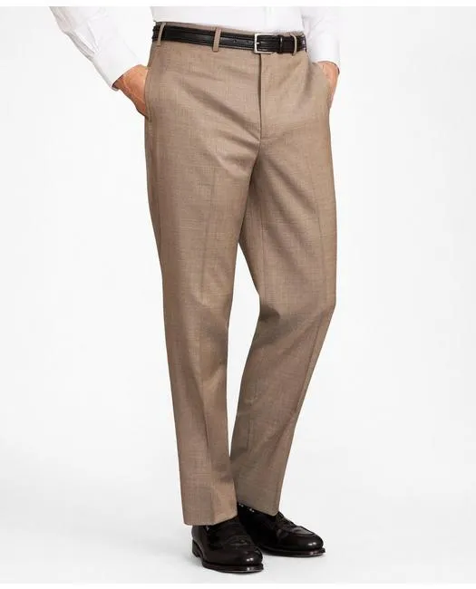 Brooks Brothers Men's Flex Madison-Fit Wool Trousers Tan