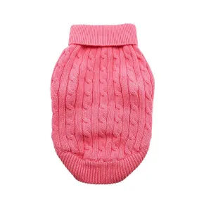 Combed Cotton Cable Knit Dog Sweater Candy Pink