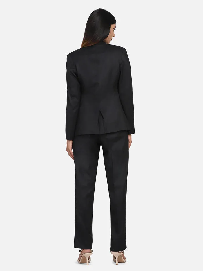 Comfortable 9-5 Women's Cotton Pant Suit - Black