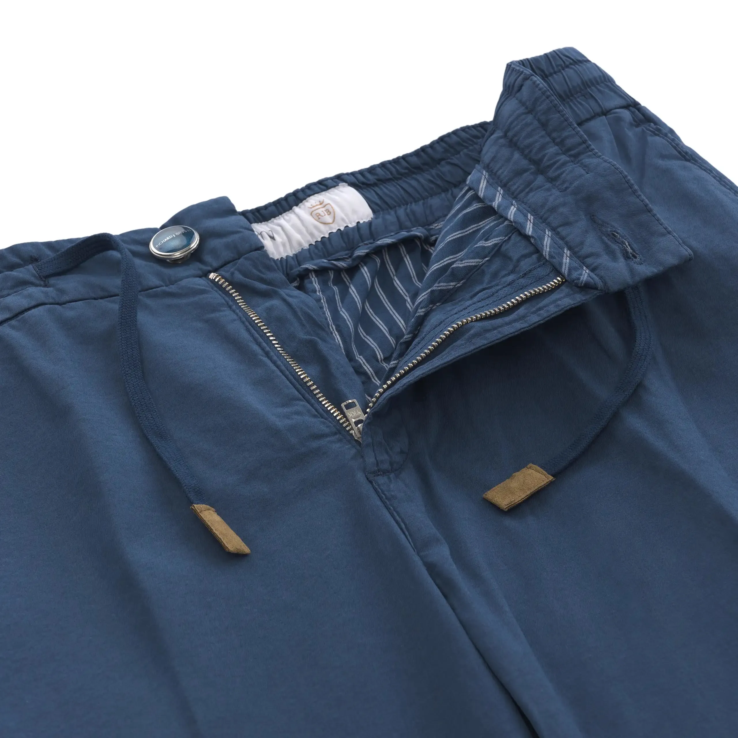 Cotton-Silk Blend Trousers in Blue