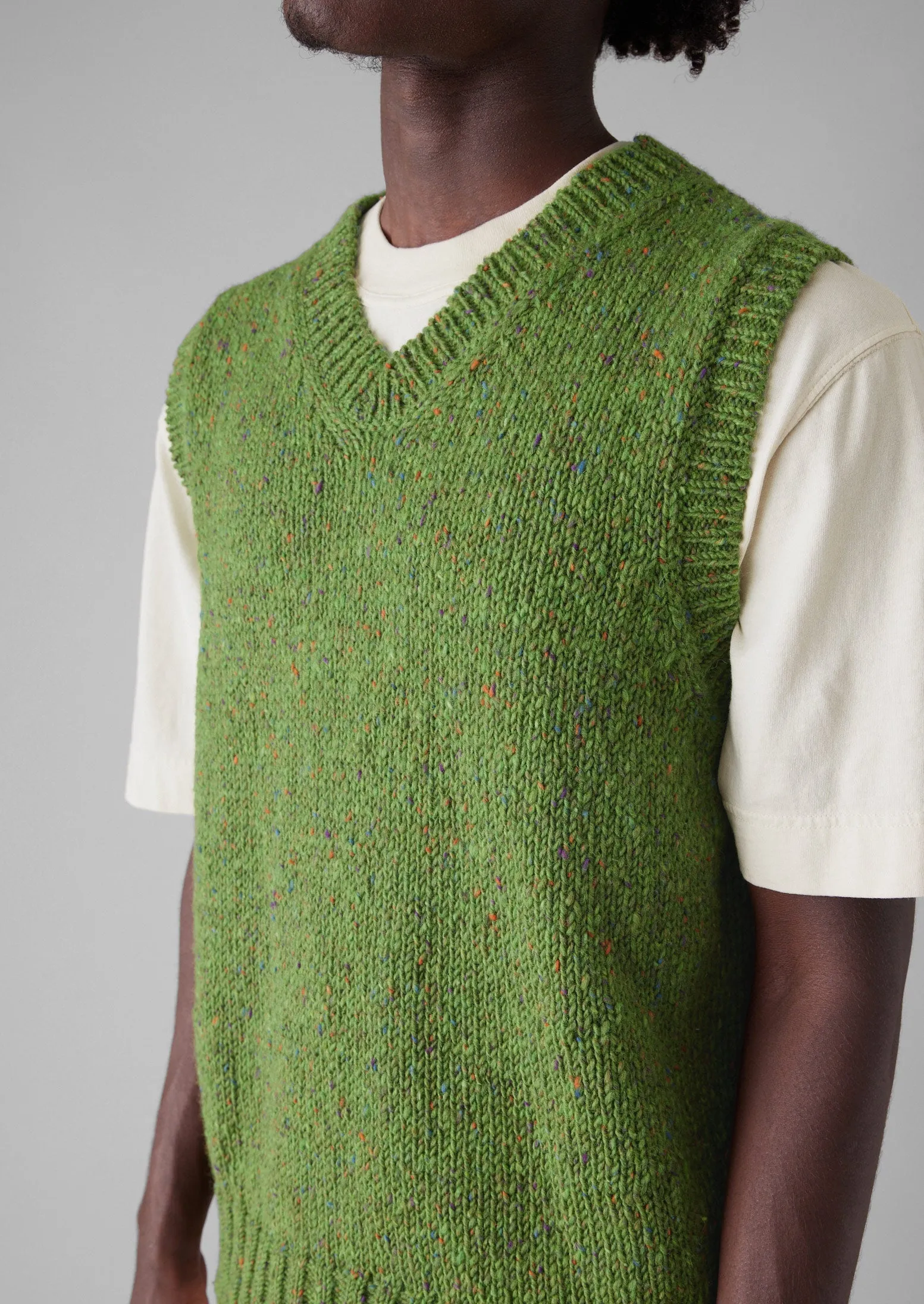 Donegal Wool Knitted Tank | Moss Green