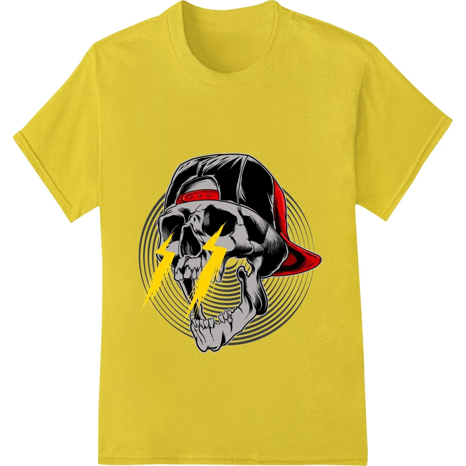 Electrifying Skull: Bold Lightning Graphic for Edgy Style