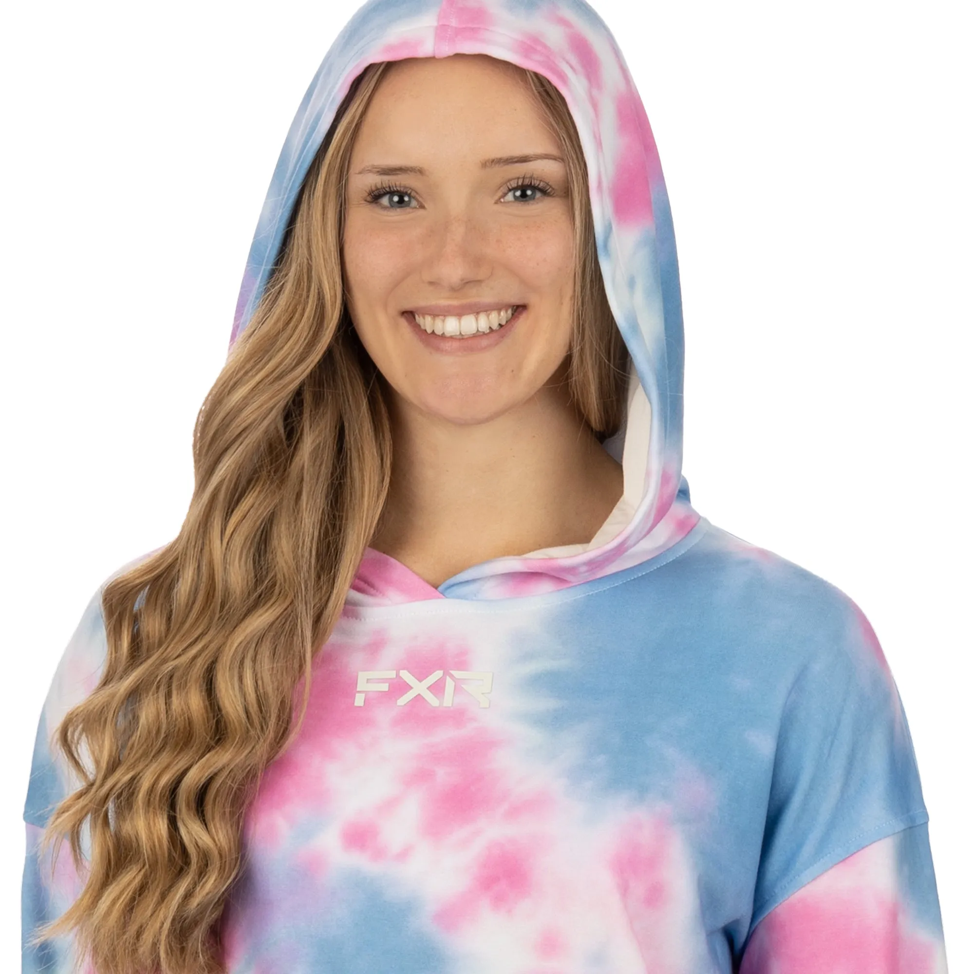 FXR 232253-9441-22 Womens Balance Cropped Pullover Hoodie Pink-Blue Dye - XXX-Large