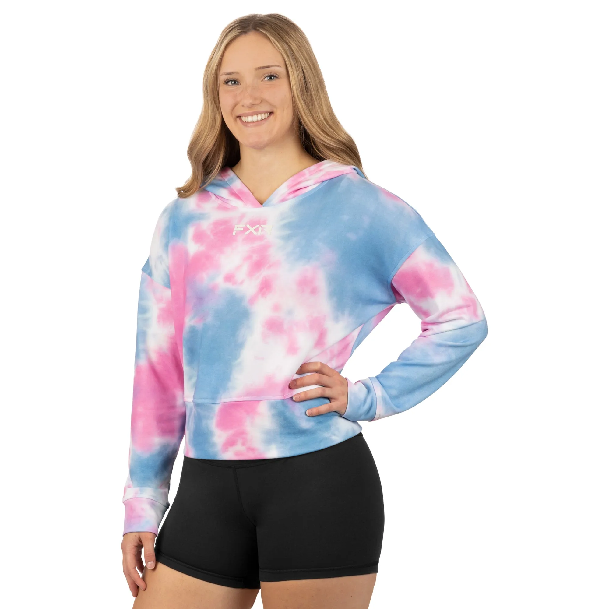 FXR 232253-9441-22 Womens Balance Cropped Pullover Hoodie Pink-Blue Dye - XXX-Large