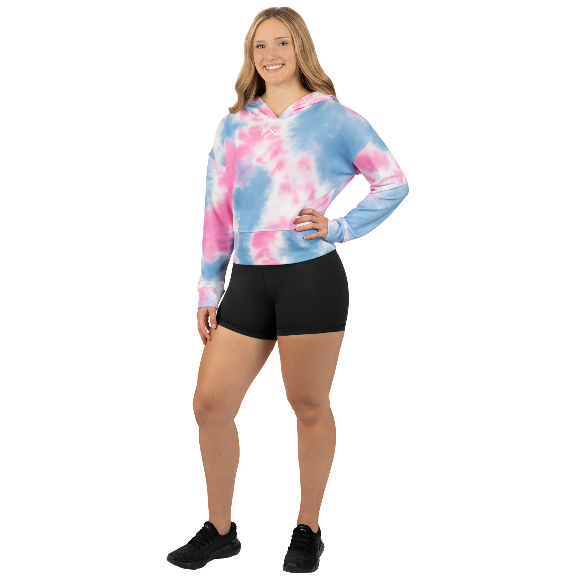 FXR 232253-9441-22 Womens Balance Cropped Pullover Hoodie Pink-Blue Dye - XXX-Large