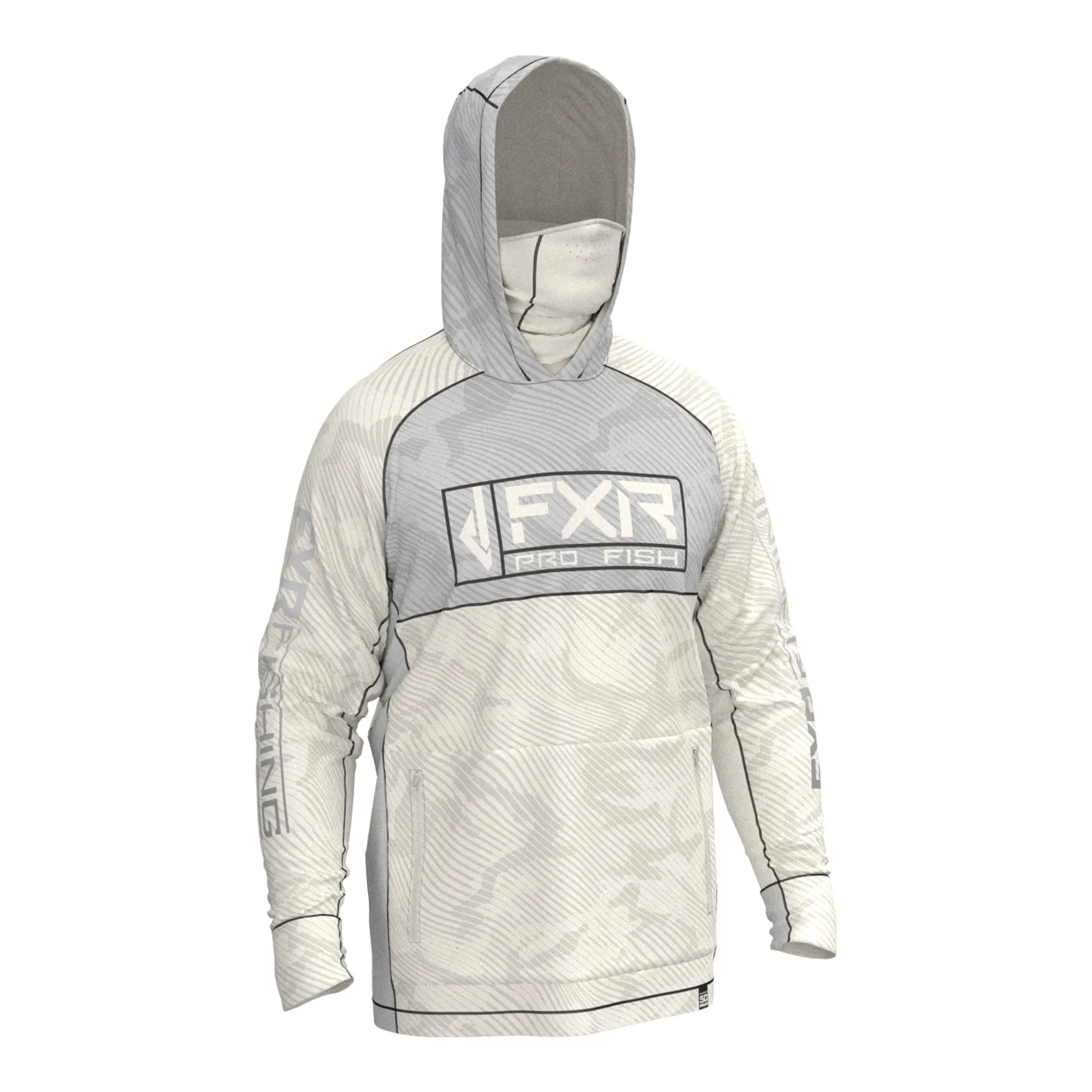 FXR  M Tournament Pro Hybrid UPF PO Hoodie Lightweight Sunshield Grey Bone