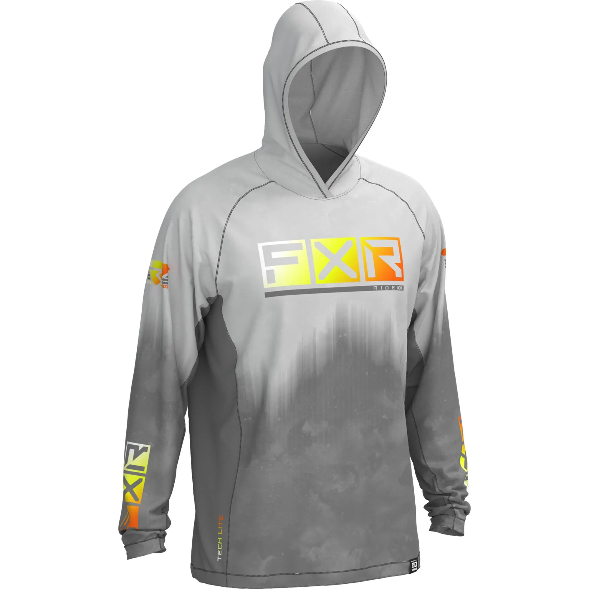 FXR  Mens Grey Inferno Podium UPF Pullover Hoodie Hoody Lightweight Sunshield