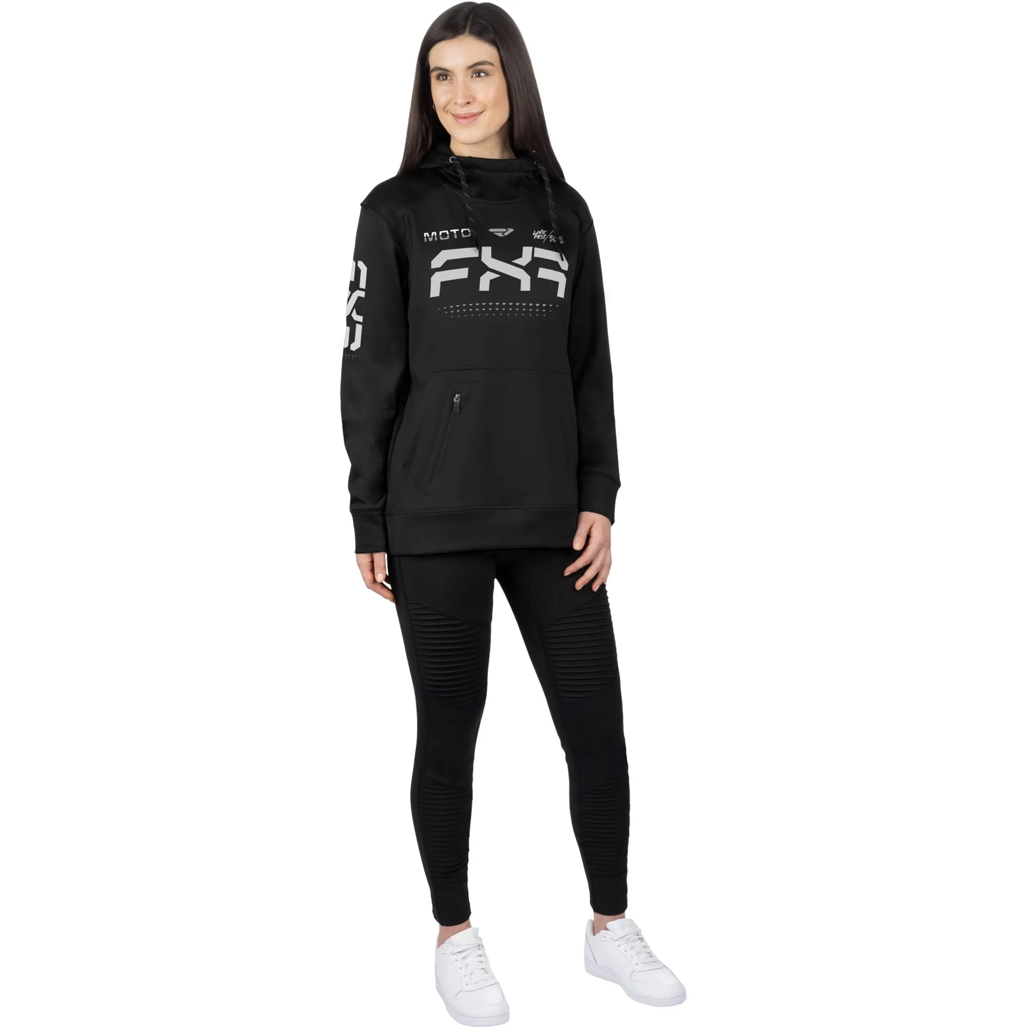 FXR Moto Tech Pullover Hoodie Black/White