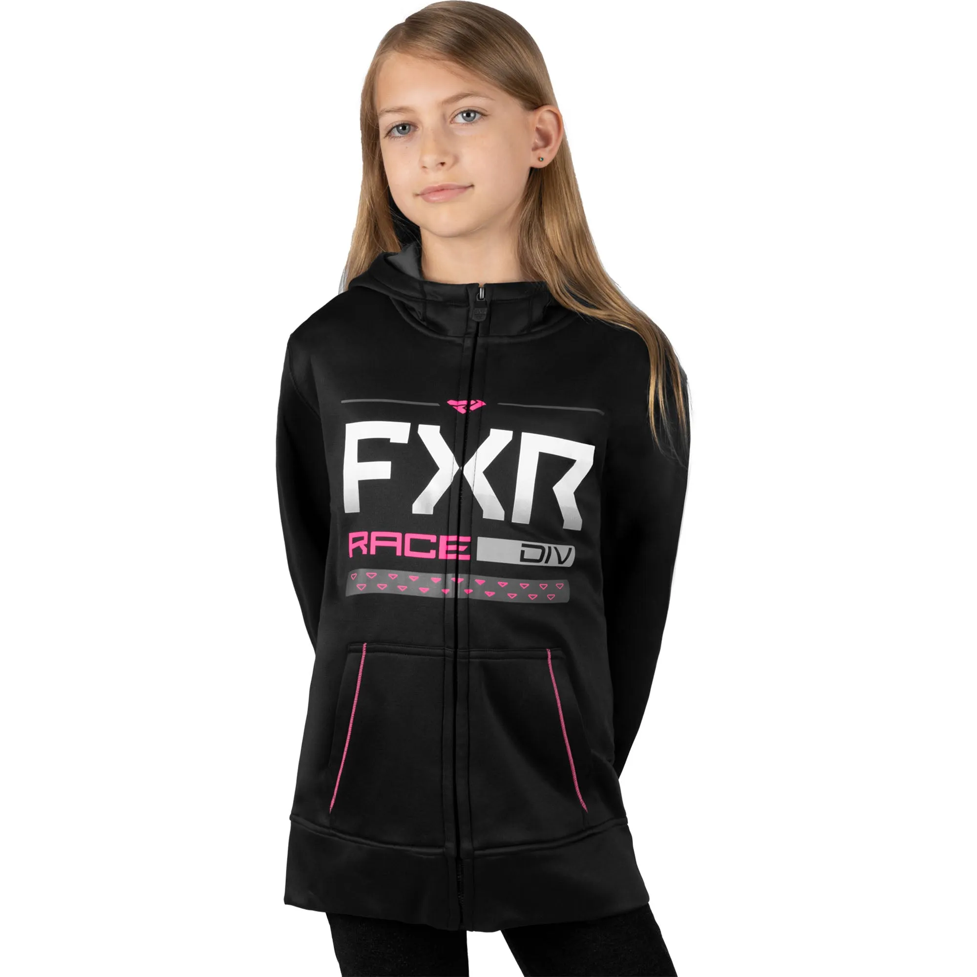 FXR Race Division Tech Hoodie Sweatshirt Black/Elec Pink