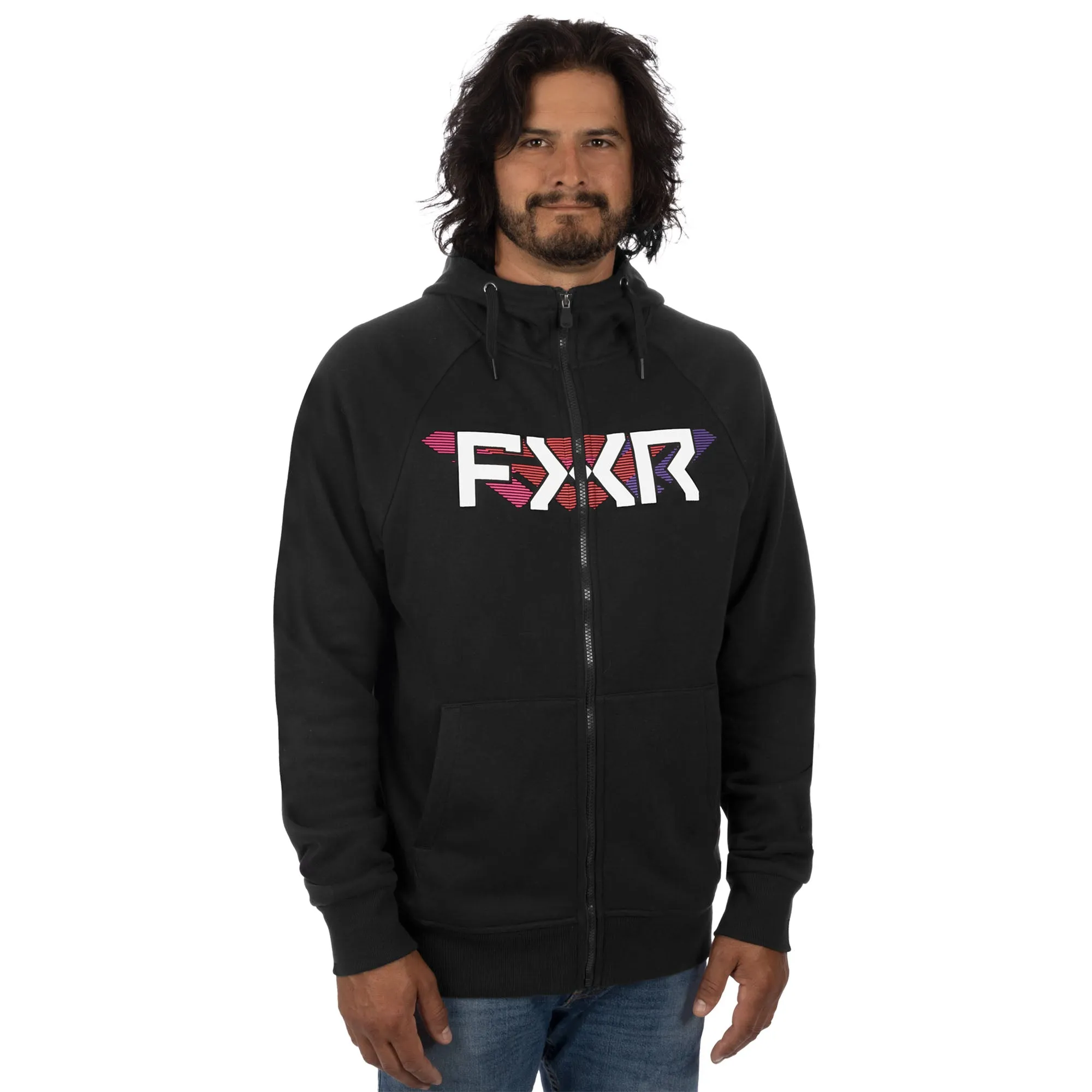 FXR Split Hoodie Black/Neon Fusion