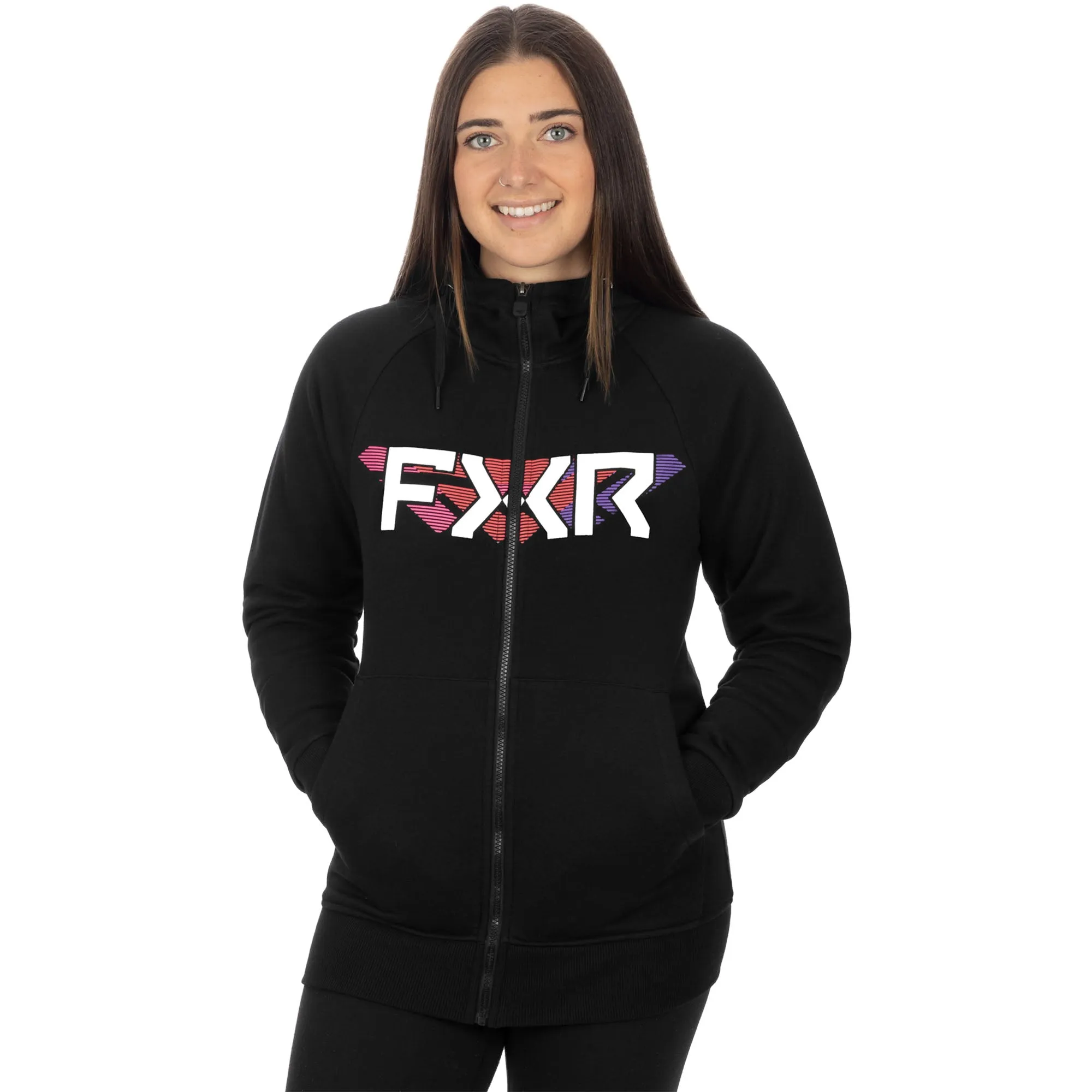 FXR Split Hoodie Black/Neon Fusion