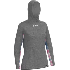 FXR Womens Attack UPF Pullover Hoodie Grey Heather/Pink-Blue Dye