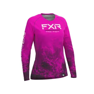 FXR  Womens Derby UPF Longsleeve Shirt Fuchsia Ripple Polyester DWR Lightweight