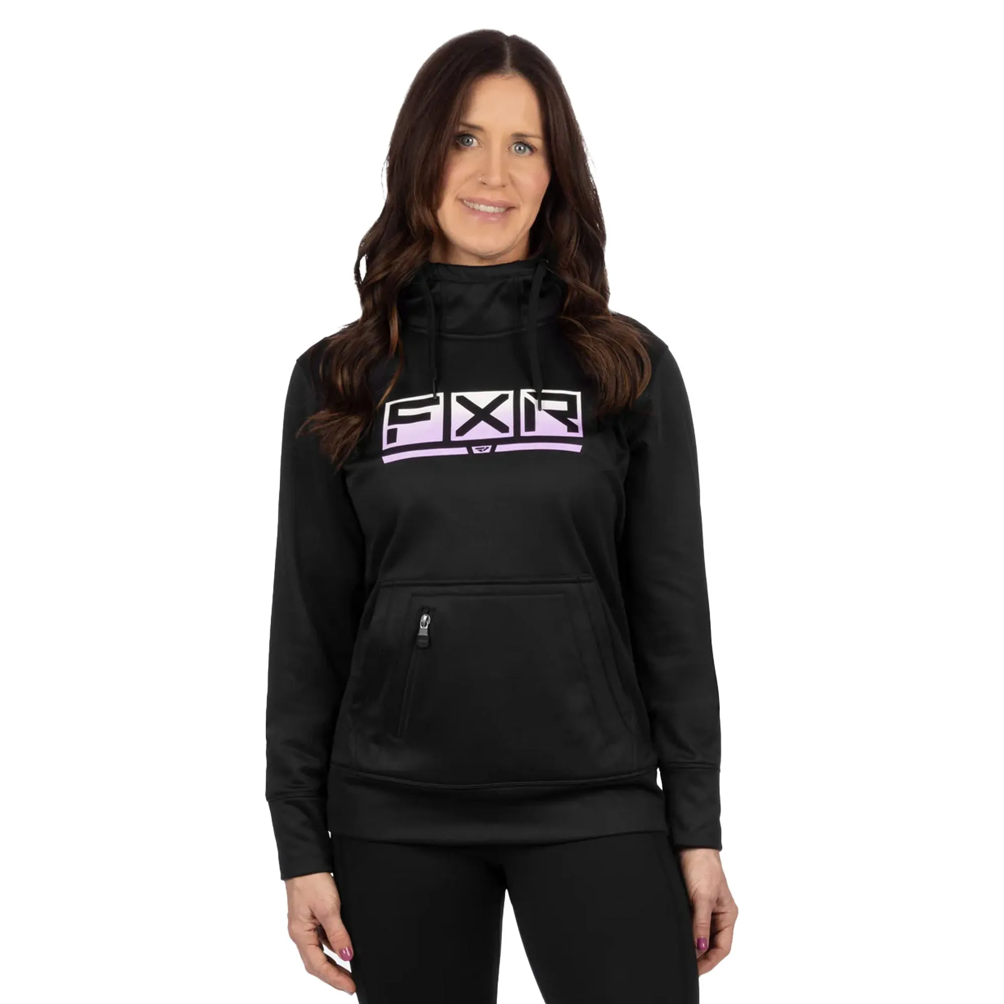 FXR Womens Podium Tech Pullover Hoodie Black/Lilac