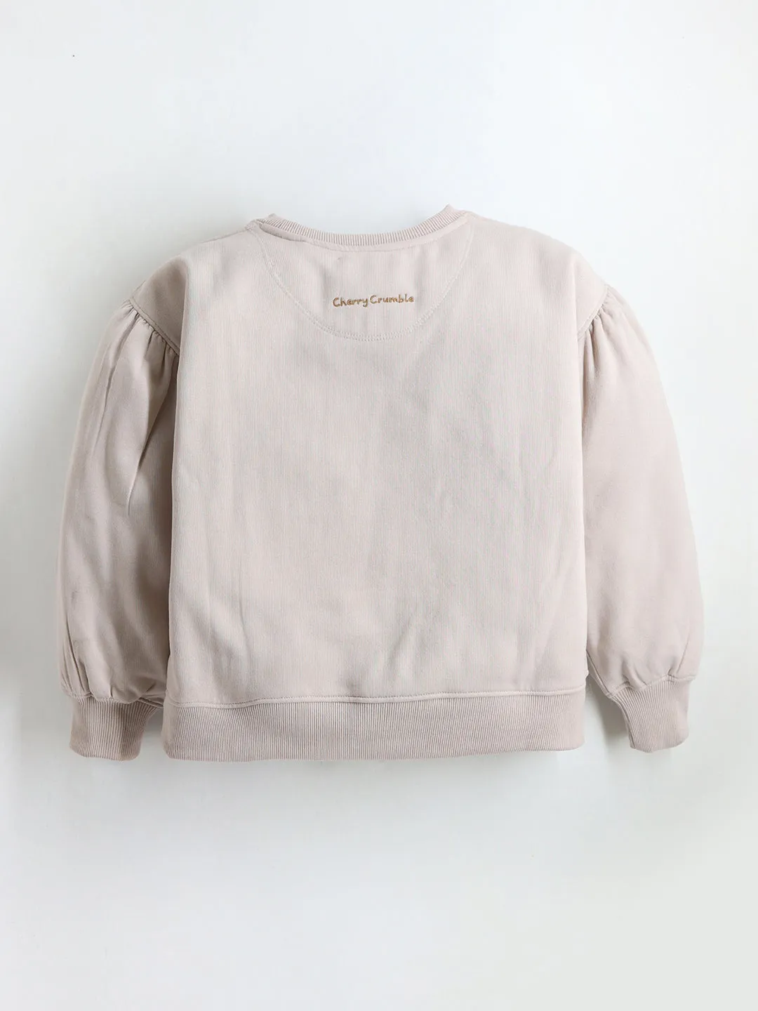 Girls Cream Embellished Applique Sweatshirt