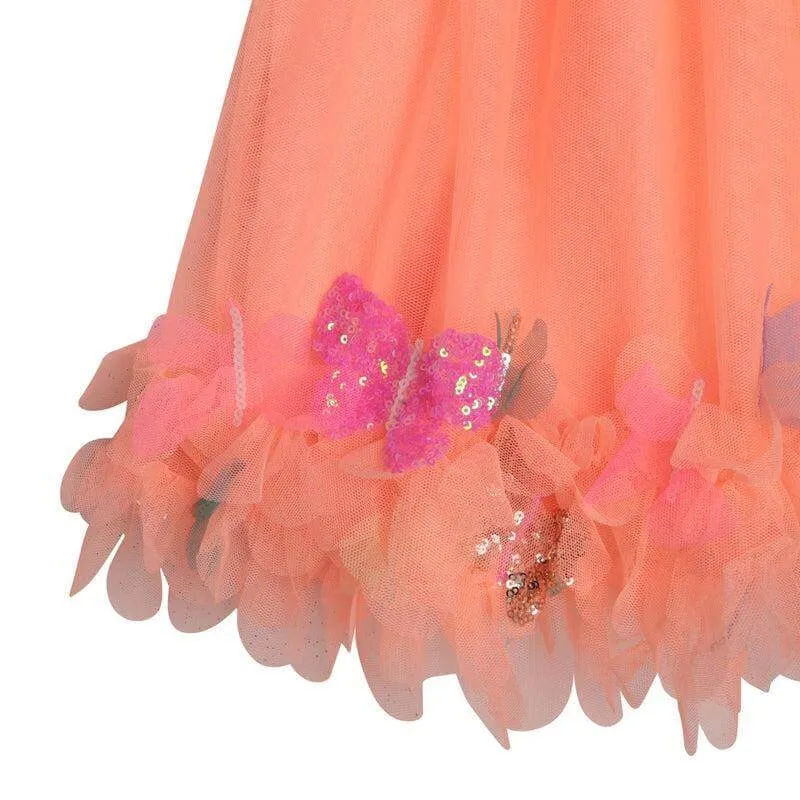 Girls Orange Tulle Butterfly Skirt