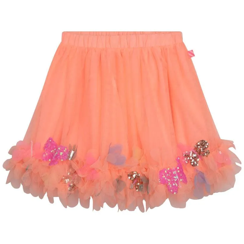 Girls Orange Tulle Butterfly Skirt