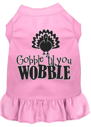 Gobble Til You Wobble Screen Print Dog Dress Light Pink Med