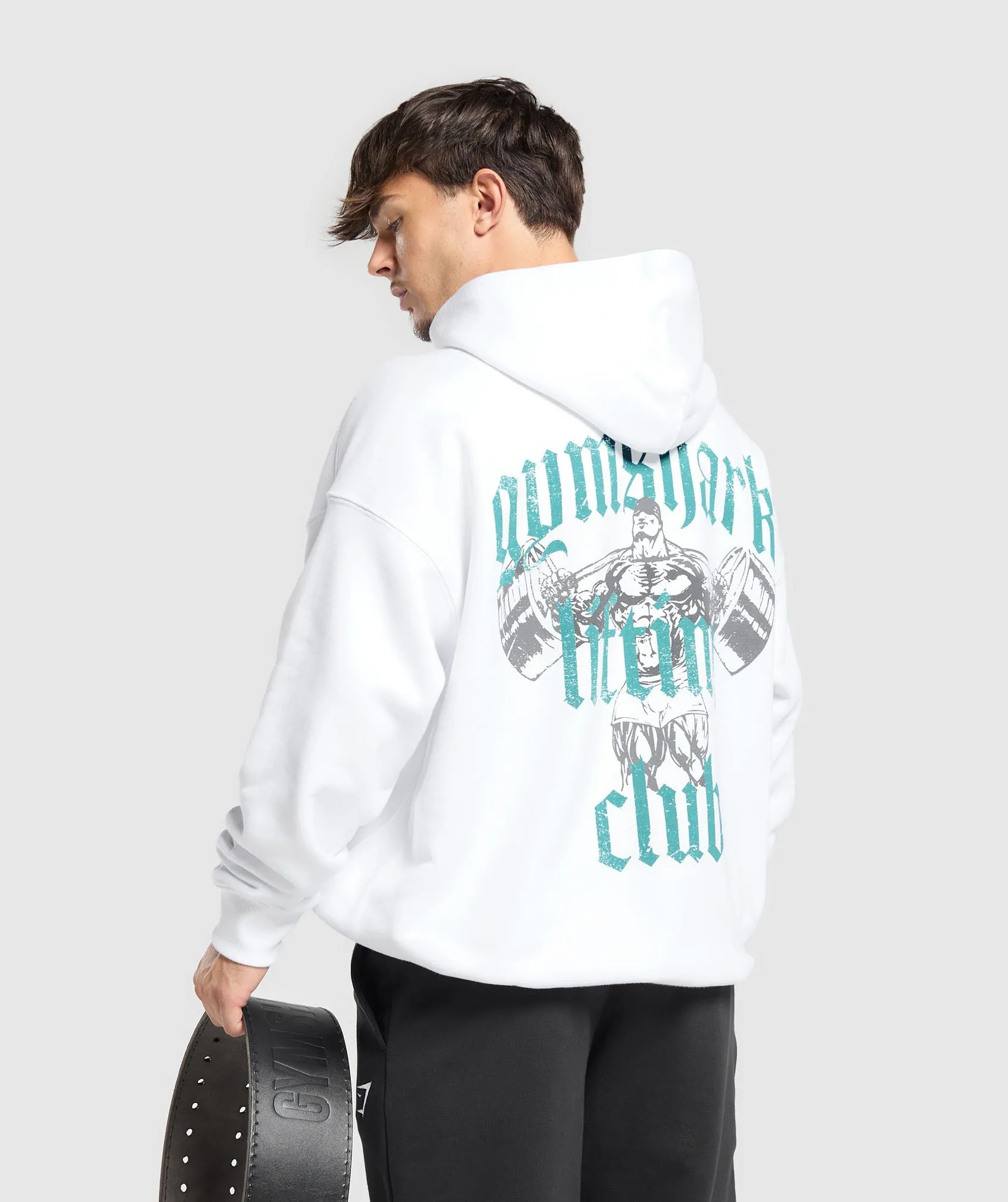 Gymshark Lifting Club Hoodie - White/Artificial Teal