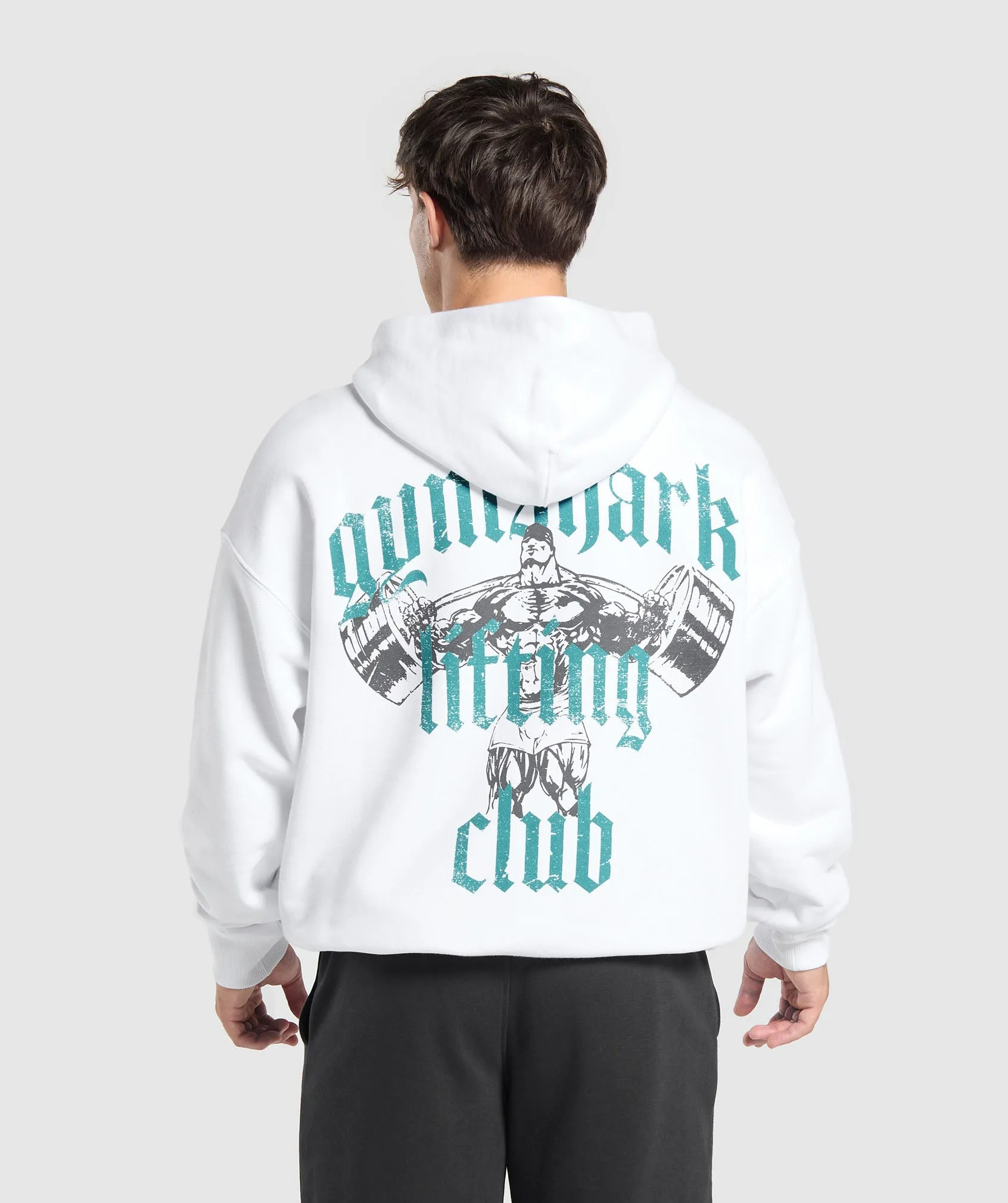 Gymshark Lifting Club Hoodie - White/Artificial Teal