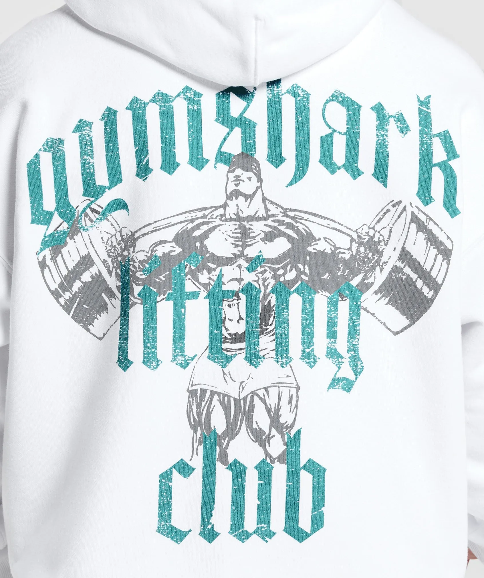 Gymshark Lifting Club Hoodie - White/Artificial Teal