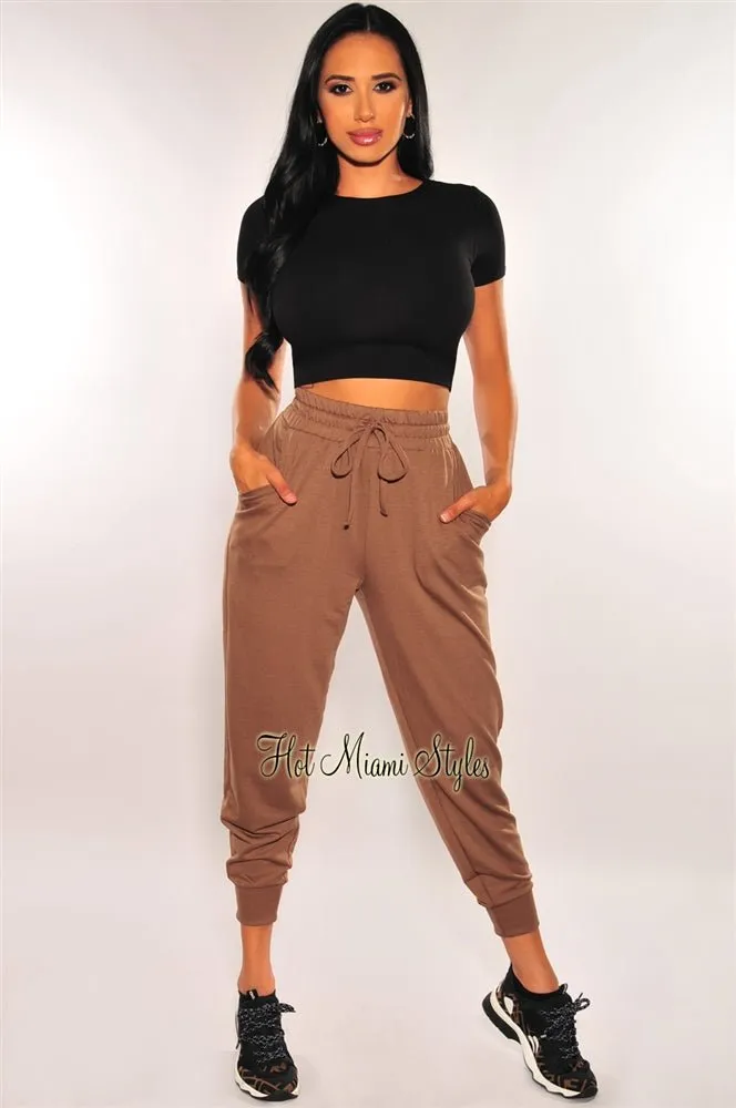 HMS Lounge: Toffee Drawstring High Waist Jogger Pants