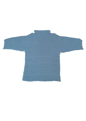 Ingrid Pleated Mock Neck Top- Blue Bird