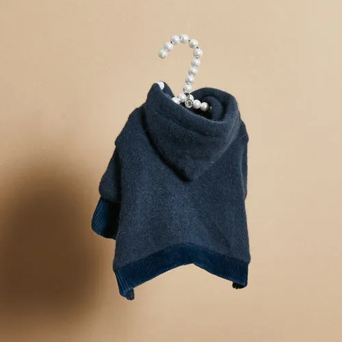 italian navy angora hoody sweater