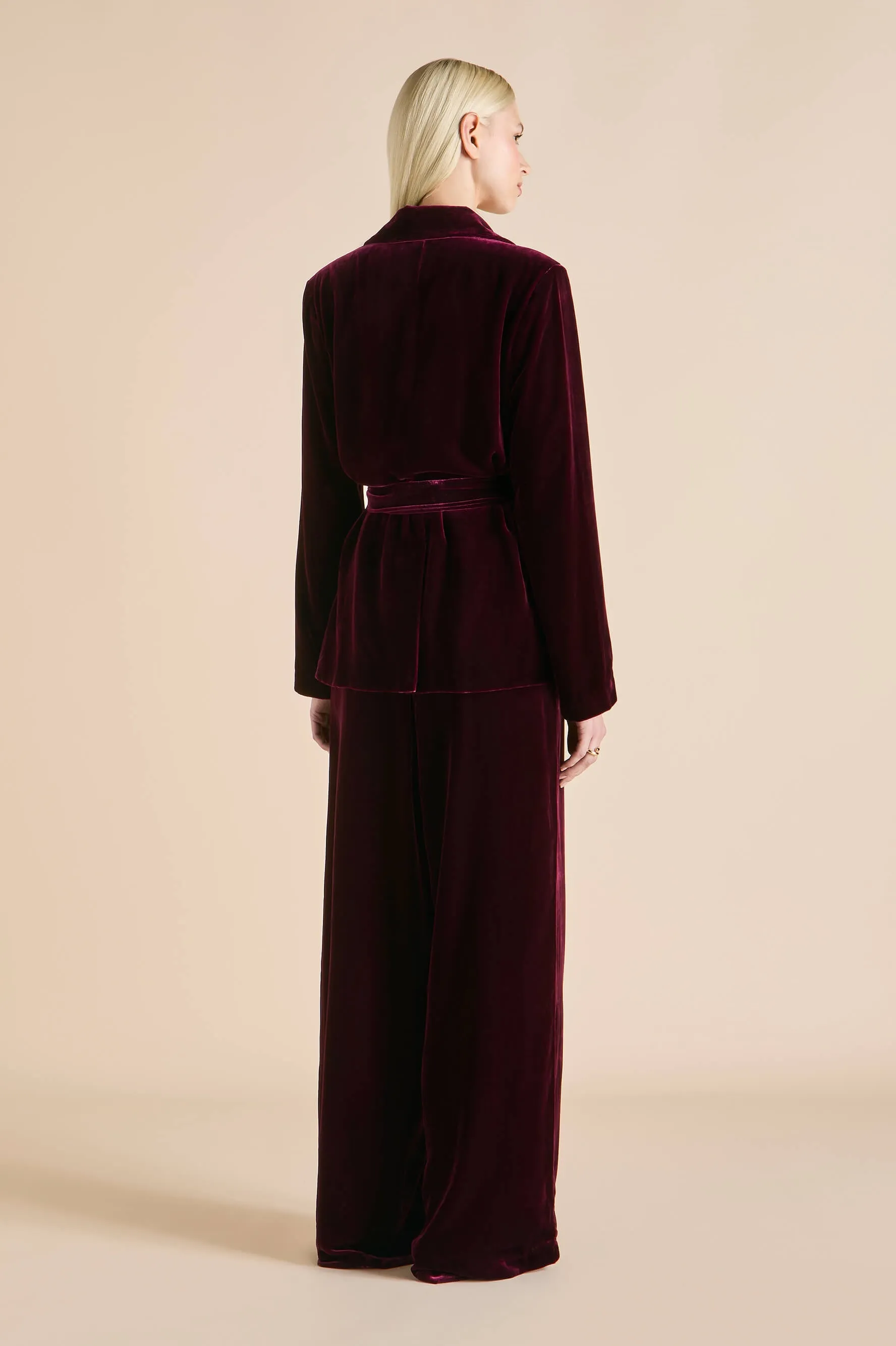 Jagger Burgundy Pyjamas in Silk Velvet