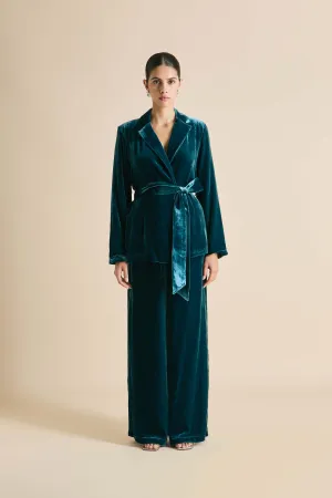 Jagger Ocean Blue Pajamas in Silk Velvet