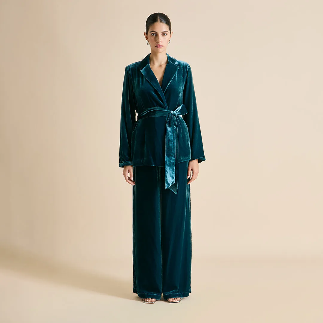 Jagger Ocean Blue Pyjamas in Silk Velvet