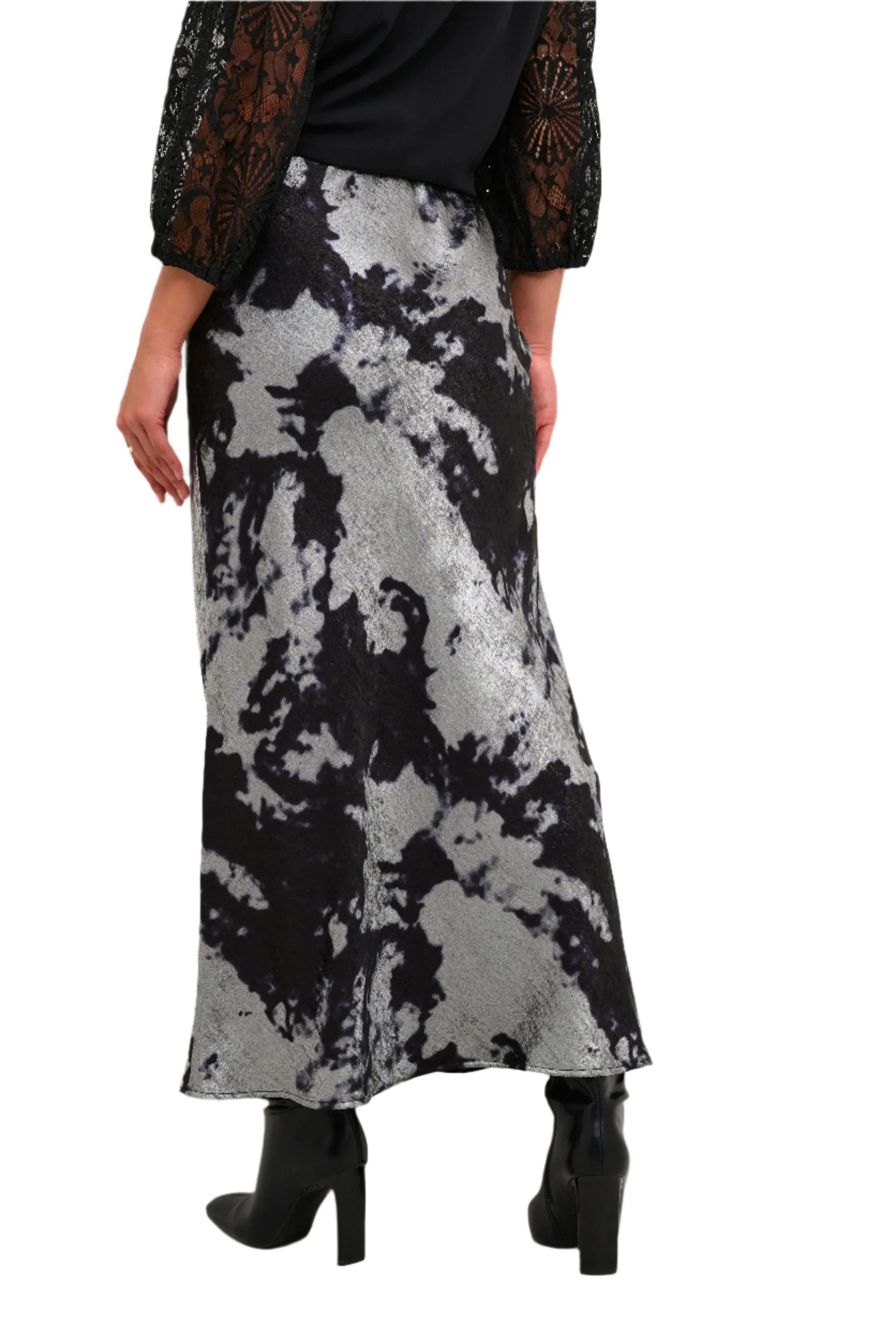 Kaffe Womens Skirt Asky Black/Silver Cloud Print