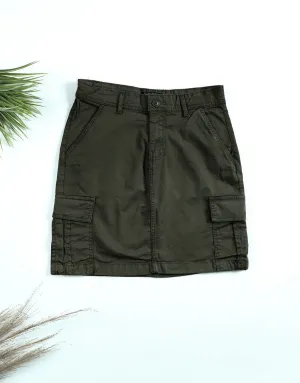 Ladies Jeans Skirt-Olive