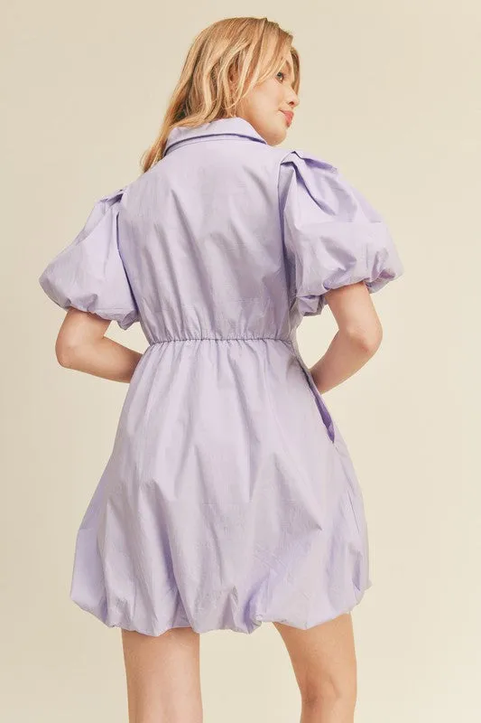 Lavender Bubble Hem Shirt Dress