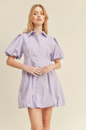 Lavender Bubble Hem Shirt Dress