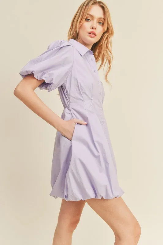 Lavender Bubble Hem Shirt Dress