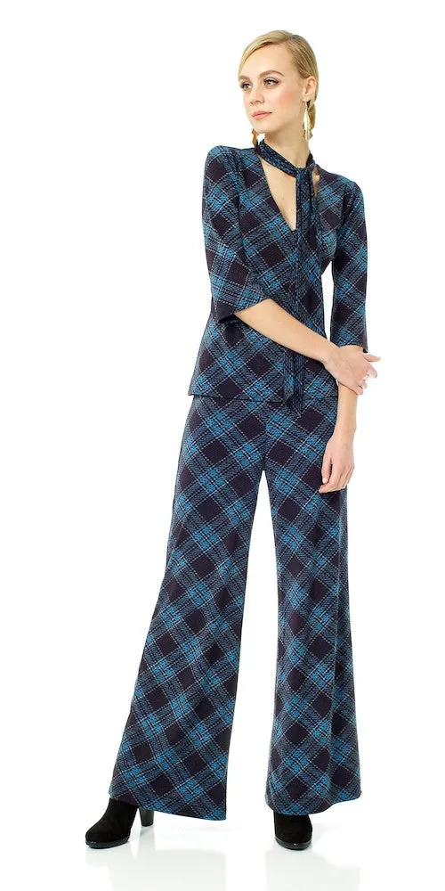 Lennon Trouser, navy plaid