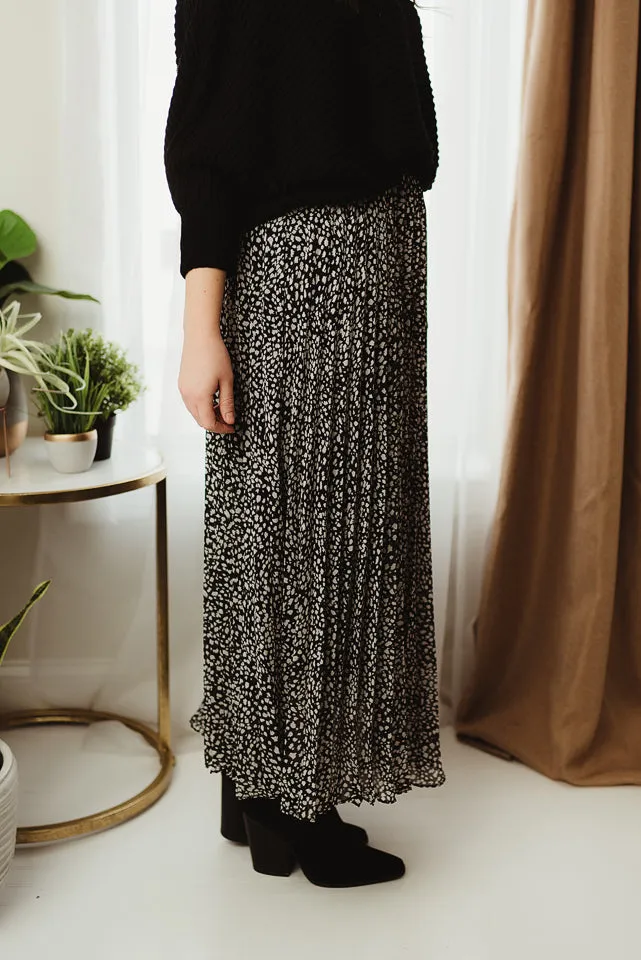 Leopard Pleated Maxi Skirt